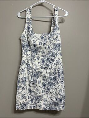 Christian Lacroix Dress White Mini Dress with Blue Floral print. women’s 10